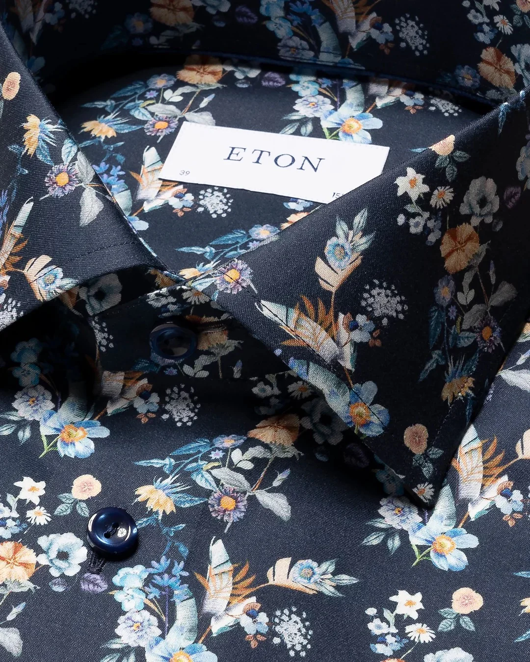 FLORAL PRINT TWILL SHIRT  Navy Blue - Image 4