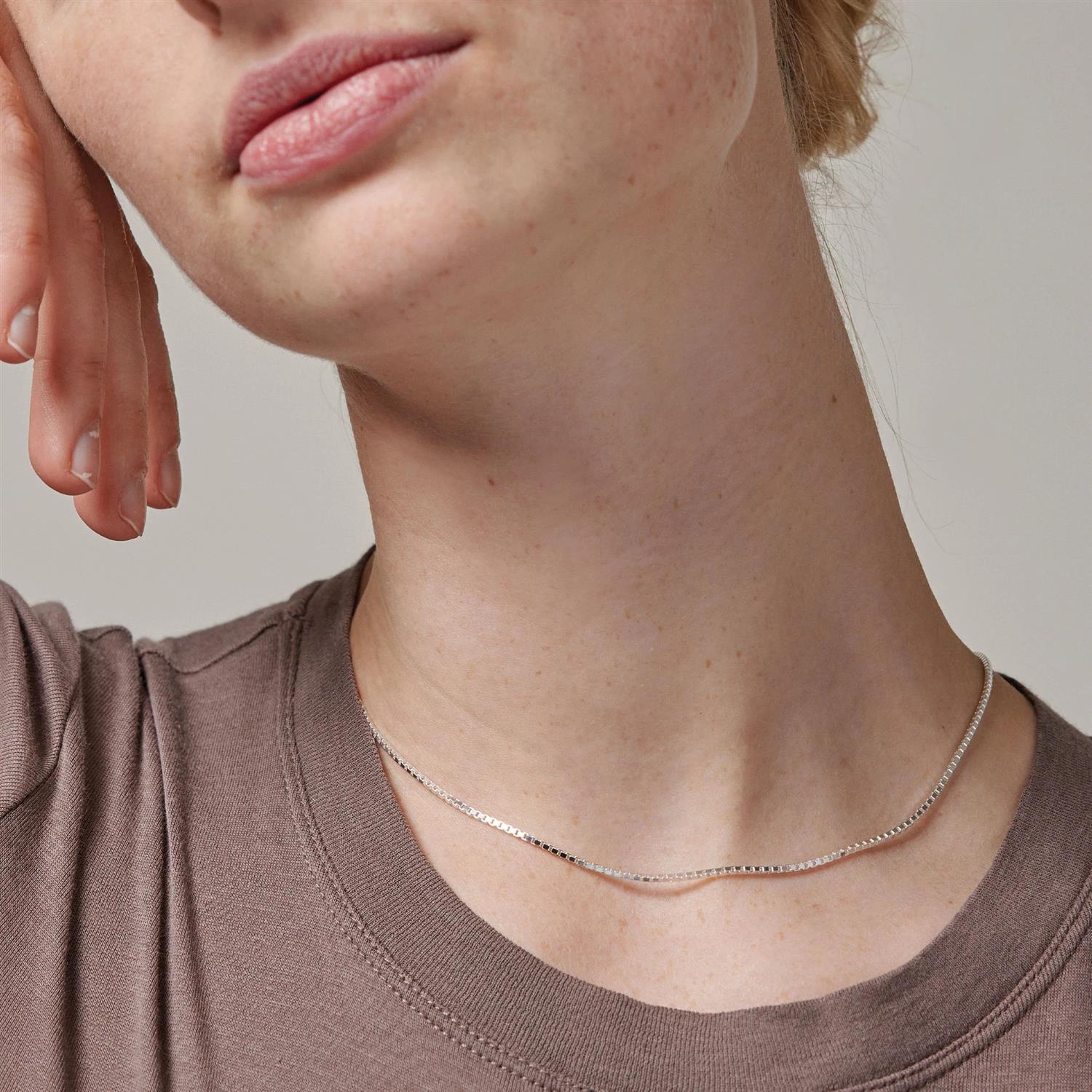 NECKLACE, BOX CHAIN 1,45 MM  Silver - Image 2